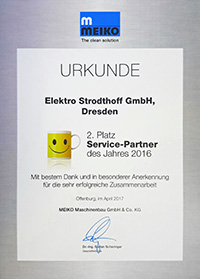 2. Platz MEIKO Service Partner 2016